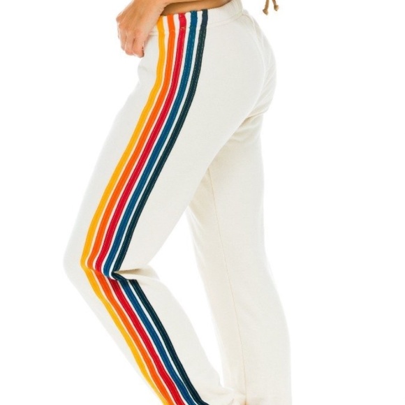 Aviator Nation Pants - Aviator Nation WOMEN'S 5 STRIPE SWEATPANTS - VINTAGE WHITE